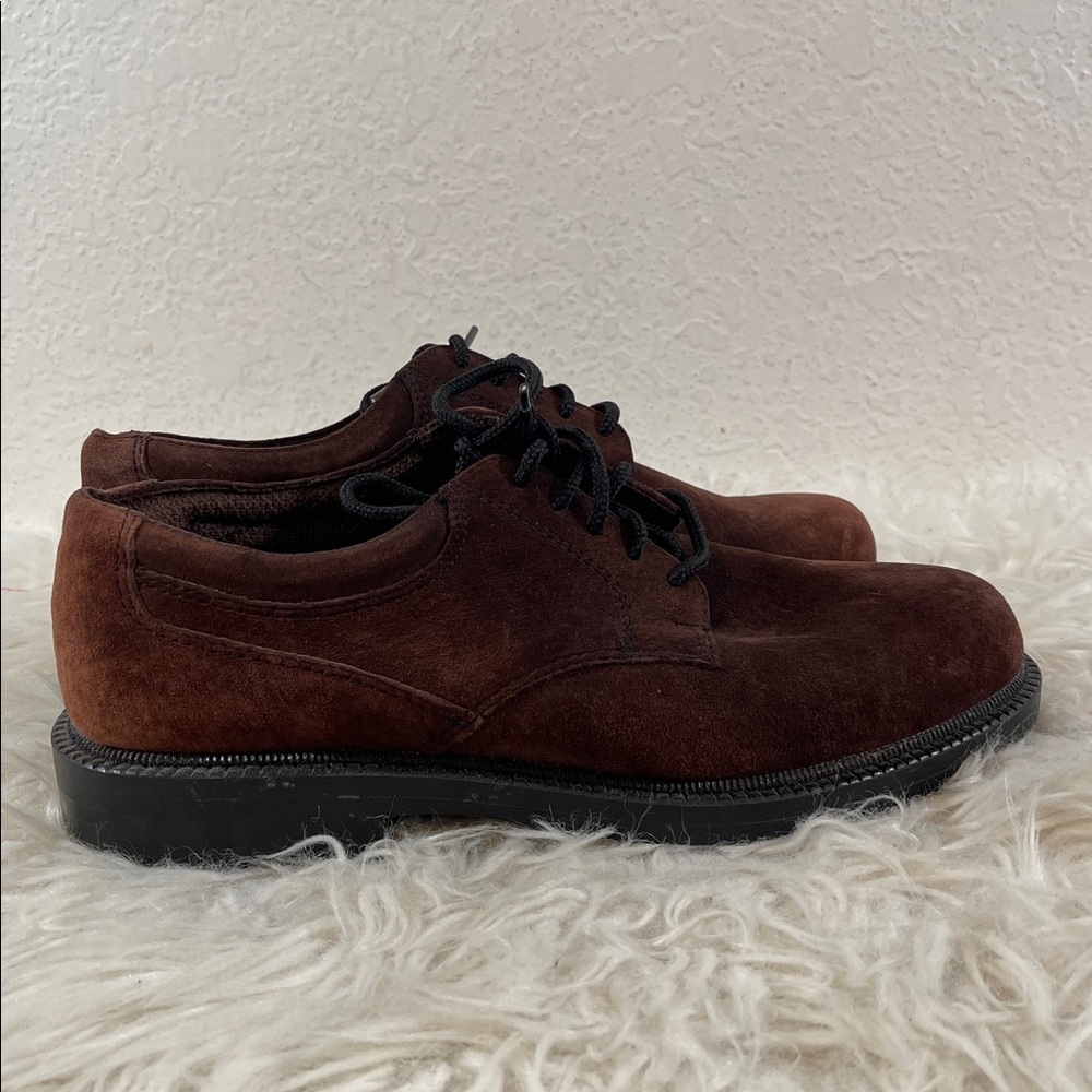 HUSH PUPPIES Brown Suede Comfort Lace Up Plain Toe Dress Shoes Oxfords Size 7.5
